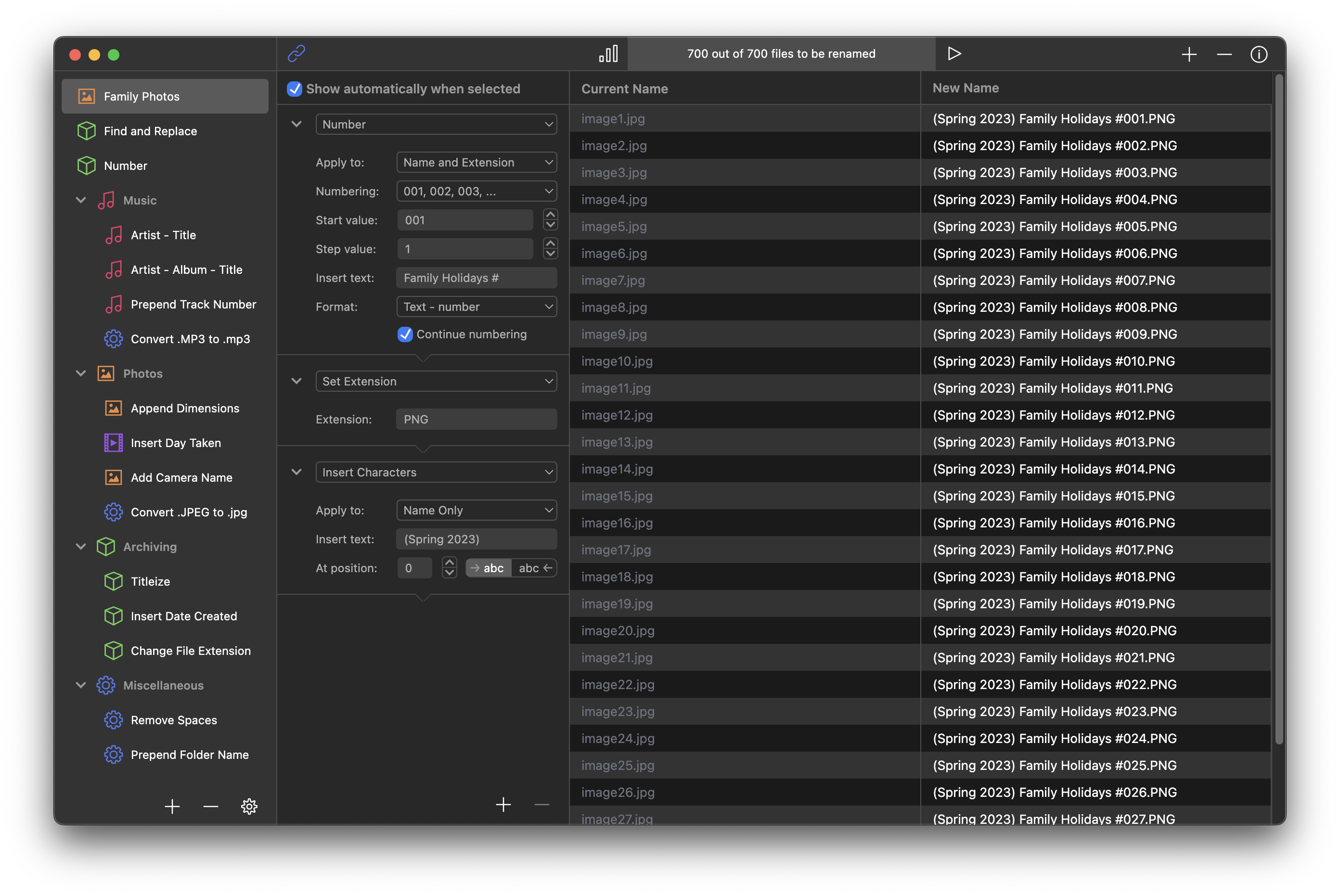 A sample image of how the Renamer workflow looks